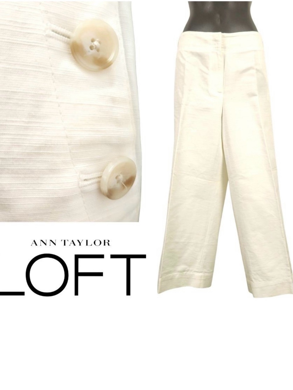 LOFT White Cotton/Rayon Blend Pants
